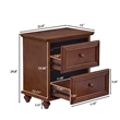 22.9 Mid-Century Modern 2-Drawer Nightstand Walnut Solid Wood