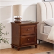 22.9 Mid-Century Modern 2-Drawer Nightstand Walnut Solid Wood