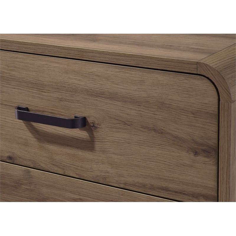 2-Drawer Contemporary Nightstand Bedside Table  Solid Wood Brown Finish