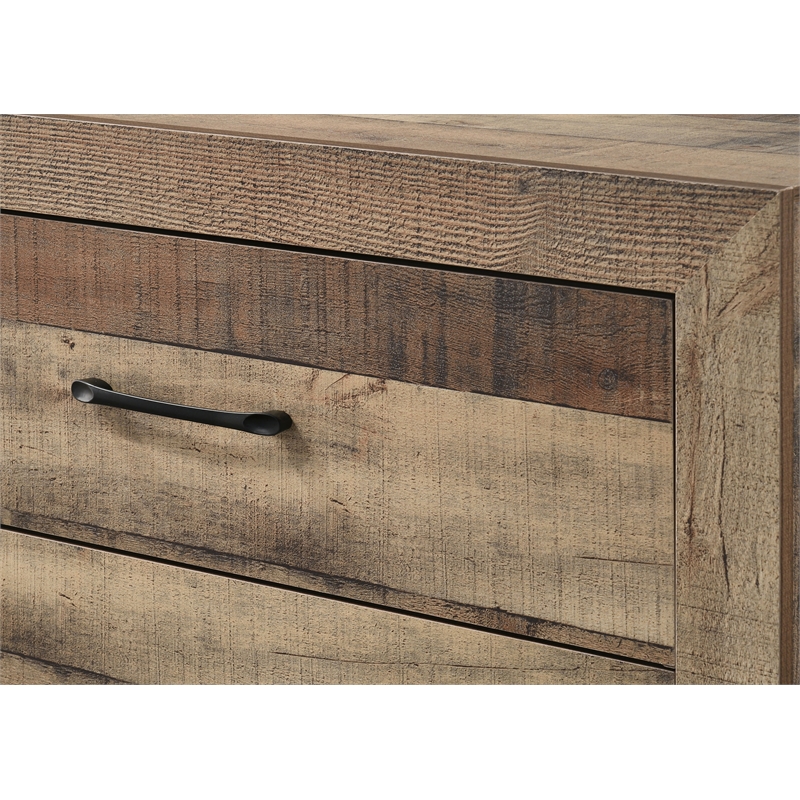 Rustic Natural Finish Solid Wood 2-Drawer Nightstand Plank Style Furniture