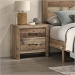 Rustic Natural Finish Solid Wood 2-Drawer Nightstand Plank Style Furniture