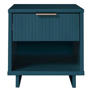 18  1-Drawer Solid Wood Nightstand Midnight Blue