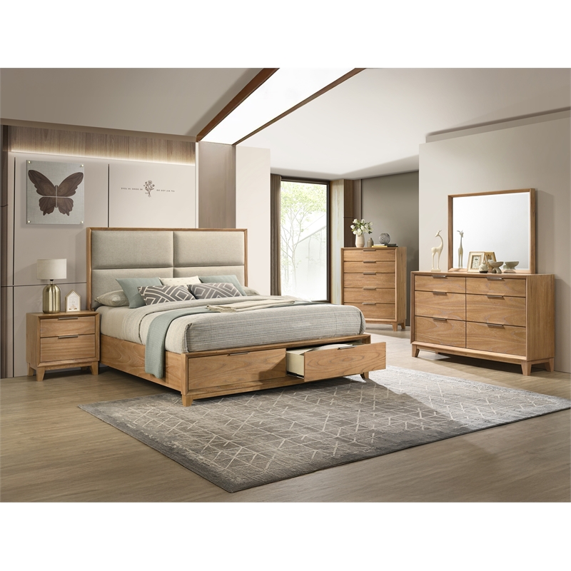 1pc Contemporary 2-Drawer Nightstand  Solid Wood