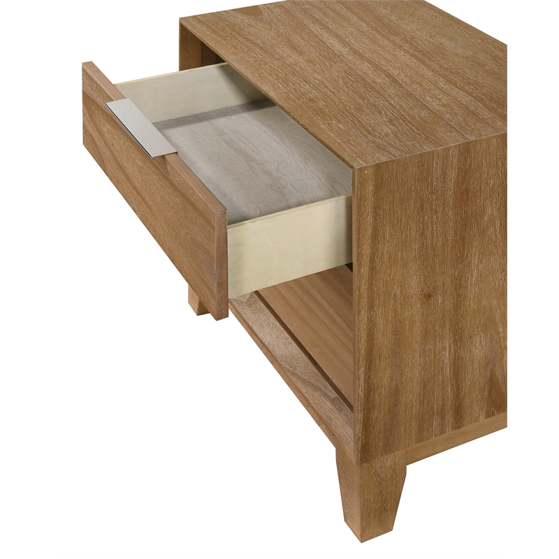 1pc Contemporary 2-Drawer Nightstand  Solid Wood