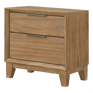 1pc Contemporary 2-Drawer Nightstand  Solid Wood