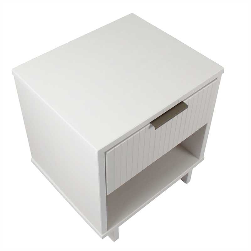 18  1-Drawer White Nightstand Solid Wood Construction