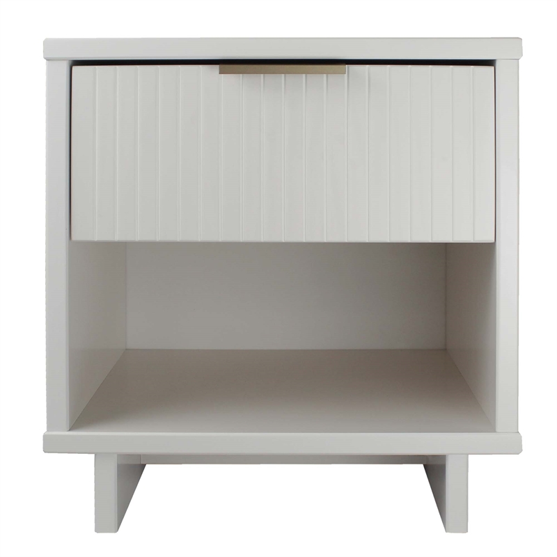 18  1-Drawer White Nightstand Solid Wood Construction