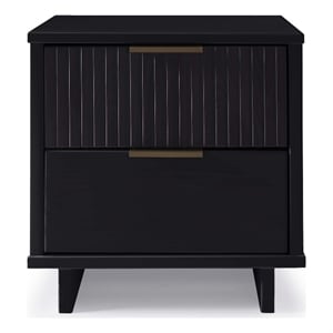 18  2-Drawer Nightstand in Black Solid Wood