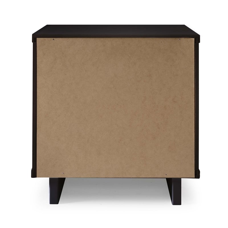 18  2-Drawer Nightstand in Black Solid Wood