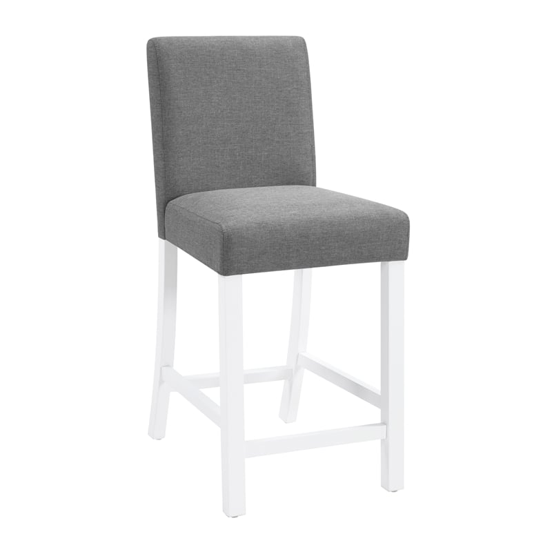 5 Piece Dining Table Set with 4 Upholstered Chairs Grey White Rubber Wood