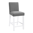 5 Piece Dining Table Set with 4 Upholstered Chairs Grey White Rubber Wood