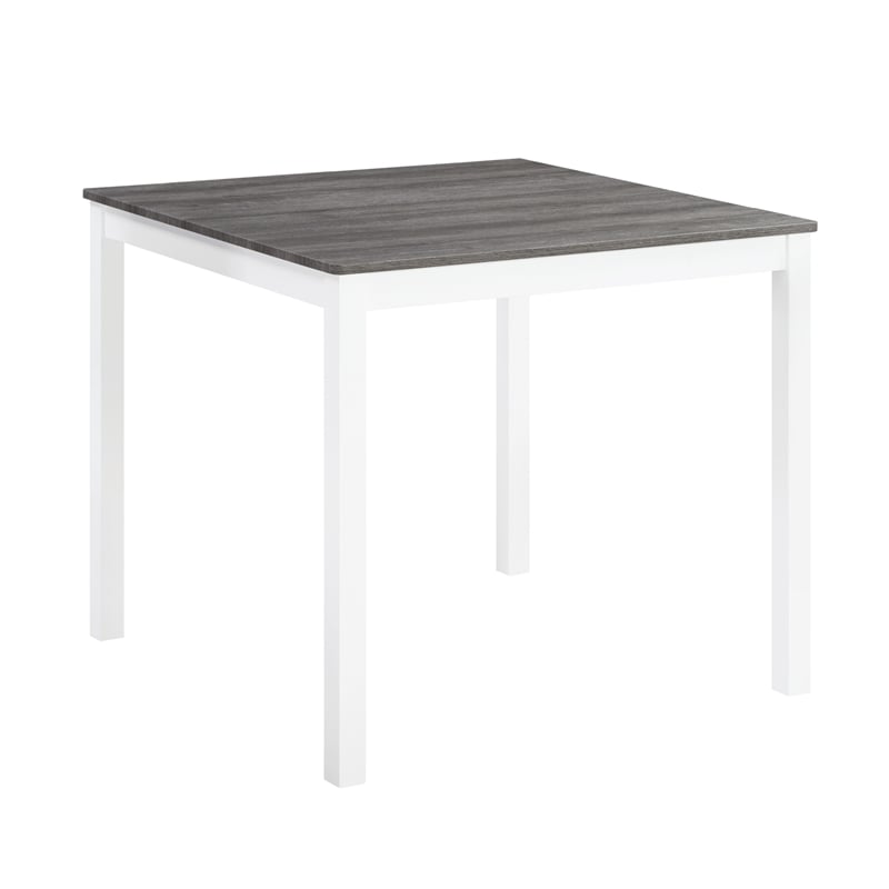 5 Piece Dining Table Set with 4 Upholstered Chairs Grey White Rubber Wood