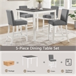 5 Piece Dining Table Set with 4 Upholstered Chairs Grey White Rubber Wood