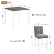 5 Piece Dining Table Set with 4 Upholstered Chairs Grey White Rubber Wood