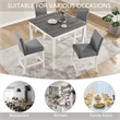 5 Piece Dining Table Set with 4 Upholstered Chairs Grey White Rubber Wood