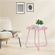 Pink Metal Outdoor Side Table 18 Inch Weather Resistant Patio Accent Table