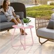 Pink Metal Outdoor Side Table 18 Inch Weather Resistant Patio Accent Table