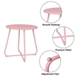 Pink Metal Outdoor Side Table 18 Inch Weather Resistant Patio Accent Table