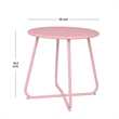 Pink Metal Outdoor Side Table 18 Inch Weather Resistant Patio Accent Table