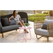 Pink Metal Outdoor Side Table 18 Inch Weather Resistant Patio Accent Table