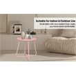 Pink Metal Outdoor Side Table 18 Inch Weather Resistant Patio Accent Table