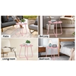 Pink Metal Outdoor Side Table 18 Inch Weather Resistant Patio Accent Table