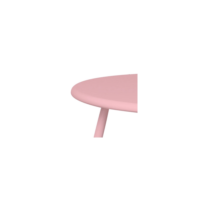 Pink Metal Outdoor Side Table 18 Inch Weather Resistant Patio Accent Table