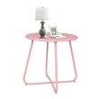 Pink Metal Outdoor Side Table 18 Inch Weather Resistant Patio Accent Table