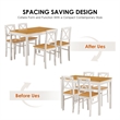 White 5 Piece Rubberwood Dining Set with 4 Chairs Kitchen Table Set
