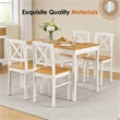 White 5 Piece Rubberwood Dining Set with 4 Chairs Kitchen Table Set