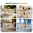 White 5 Piece Rubberwood Dining Set with 4 Chairs Kitchen Table Set