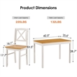 White 5 Piece Rubberwood Dining Set with 4 Chairs Kitchen Table Set