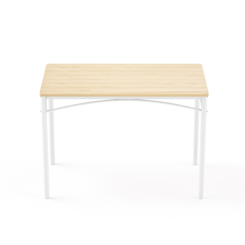 5-Piece Dining Table Set with 4 Benches White & Natural Particle Board