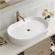 22.8  White Ceramic Oval Vessel Sink with Pop-Up Drain  Striped Design