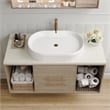 22.8  White Ceramic Oval Vessel Sink with Pop-Up Drain  Striped Design