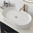 22.8  White Ceramic Oval Vessel Sink with Pop-Up Drain  Striped Design
