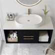 22.8  White Ceramic Oval Vessel Sink with Pop-Up Drain  Striped Design