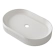 22.8  White Ceramic Oval Vessel Sink with Pop-Up Drain  Striped Design