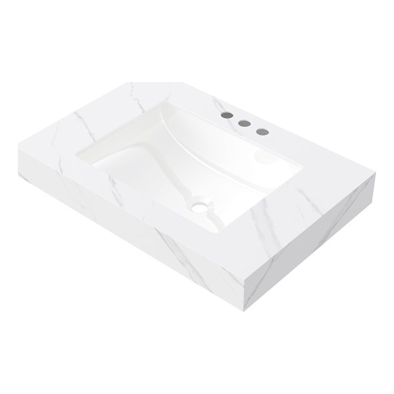 30  White Ceramic Vanity Countertop with Undermount Basin top