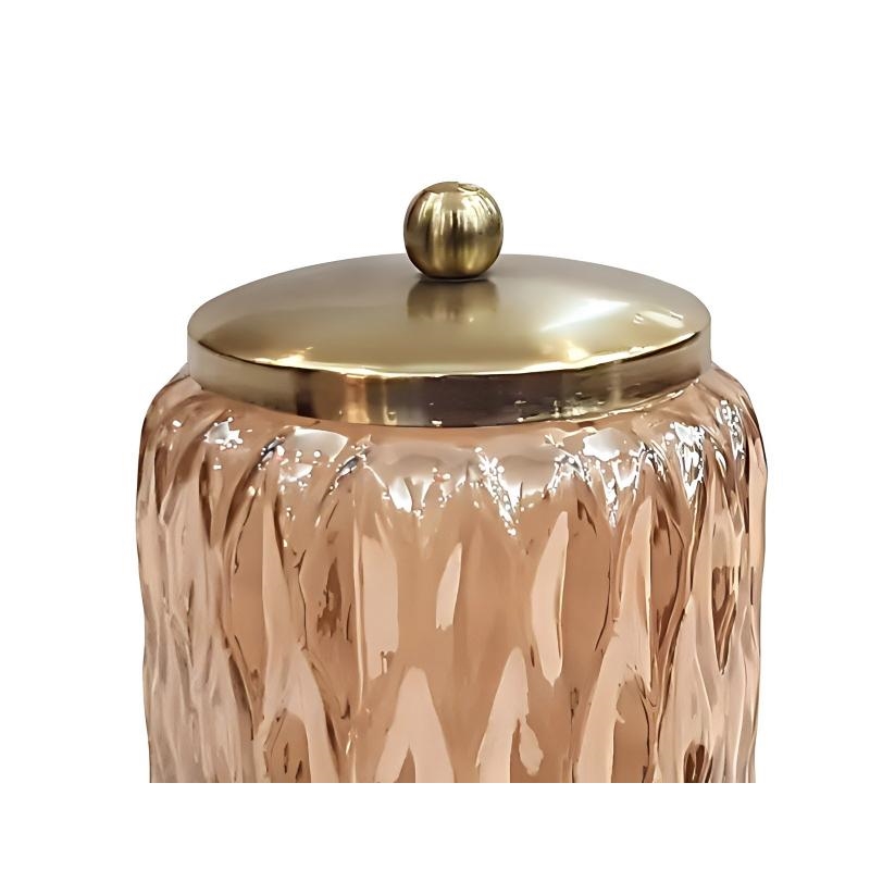 Amber Glass Vanity Jar for Cotton Swabs Rounds   Bathroom Decor