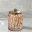 Amber Glass Vanity Jar for Cotton Swabs Rounds   Bathroom Decor