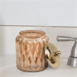 Amber Glass Vanity Jar for Cotton Swabs Rounds   Bathroom Decor