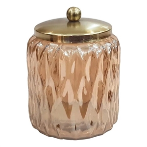 Amber Glass Vanity Jar for Cotton Swabs Rounds   Bathroom Decor