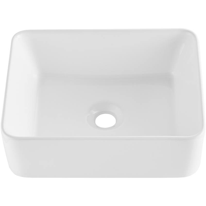 19x15  White Ceramic Rectangular Vessel Sink for Bathroom Vanity