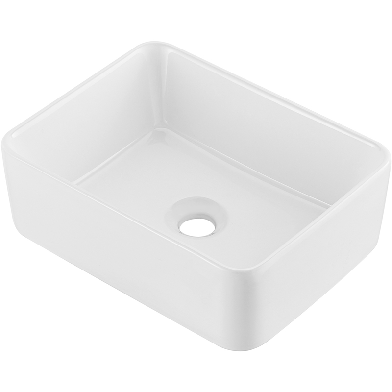 19x15  White Ceramic Rectangular Vessel Sink for Bathroom Vanity