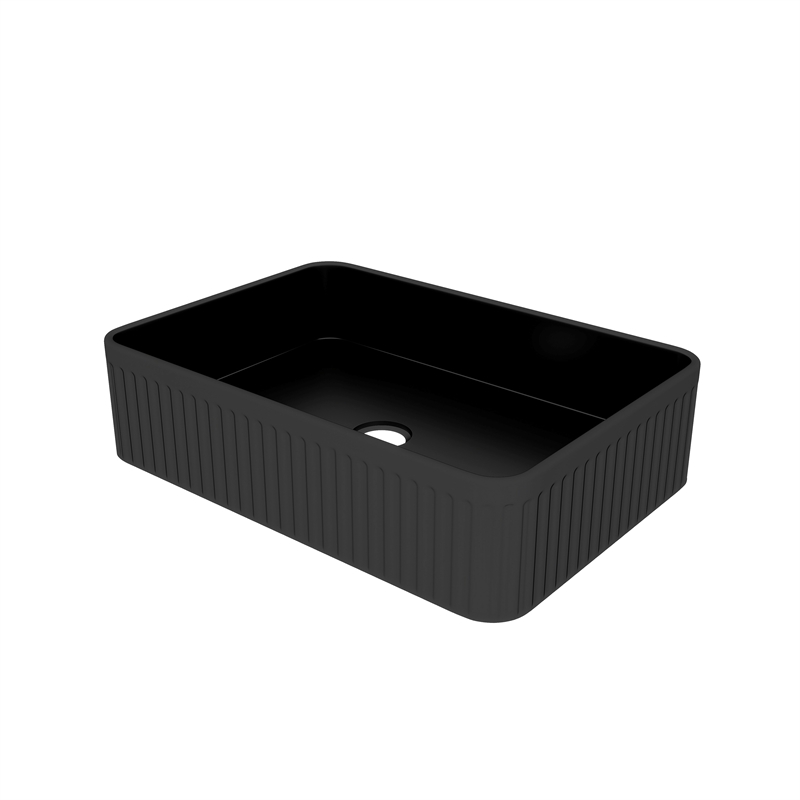 19.7 Black Ceramic Rectangular Vessel Sink for Bathroom Vanity