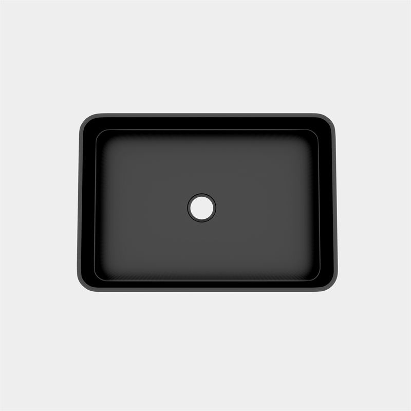 19.7 Black Ceramic Rectangular Vessel Sink for Bathroom Vanity