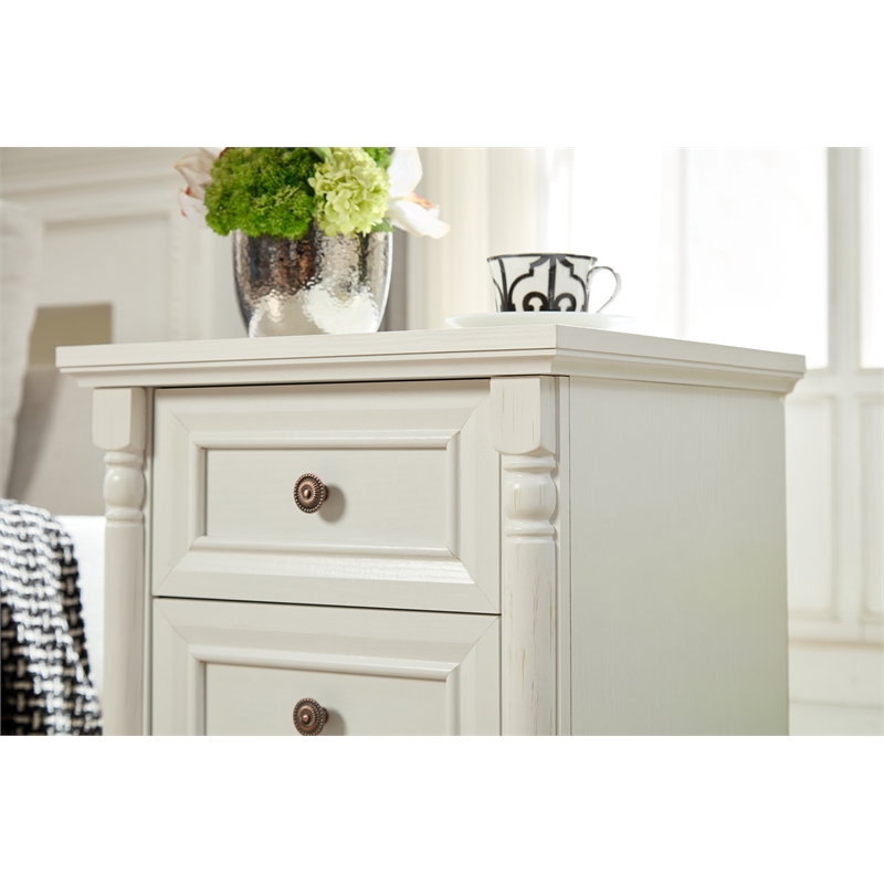 Farmhouse 3 Drawer Side Table Solid Wood Tall Nightstand with Charging Pedestal