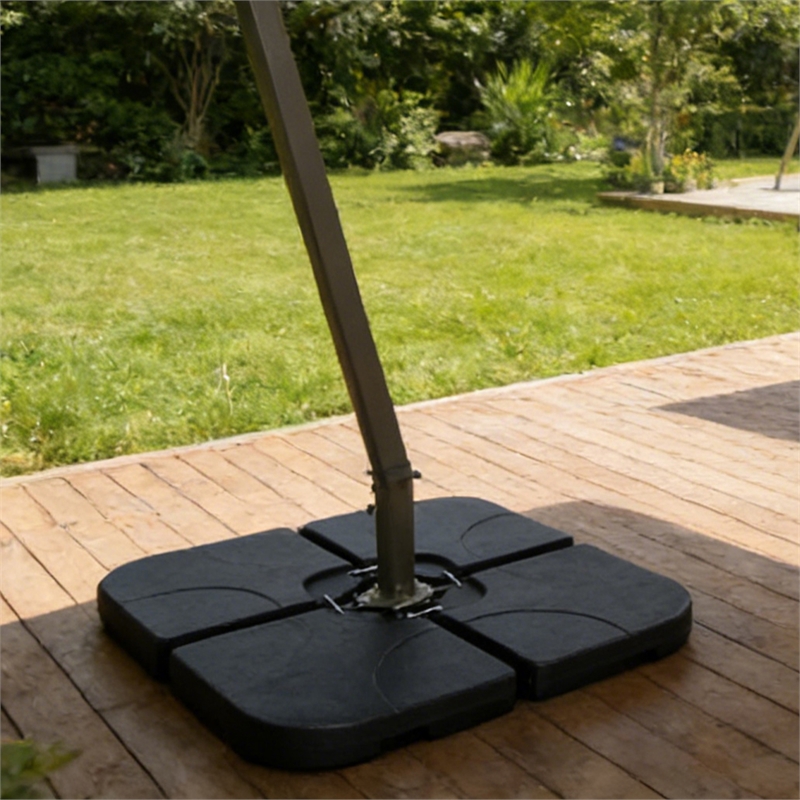 Black Plastic 220lb Offset Patio Umbrella Base with Stackable Stand