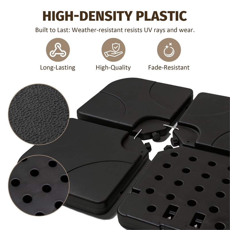 Black Plastic 220lb Offset Patio Umbrella Base with Stackable Stand